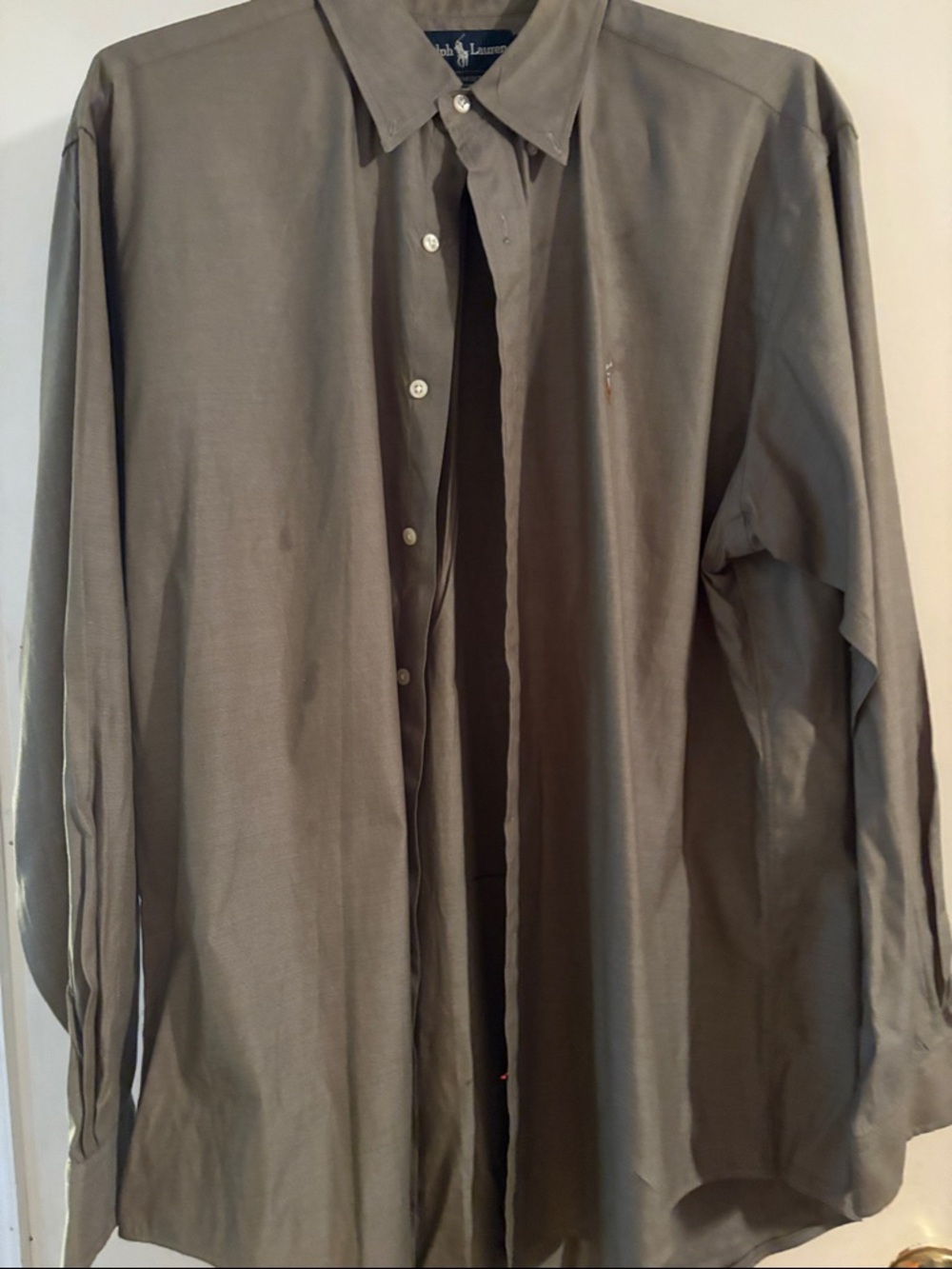Ralph Lauren Men's Olive-Brown Button-Down Dress Shirt